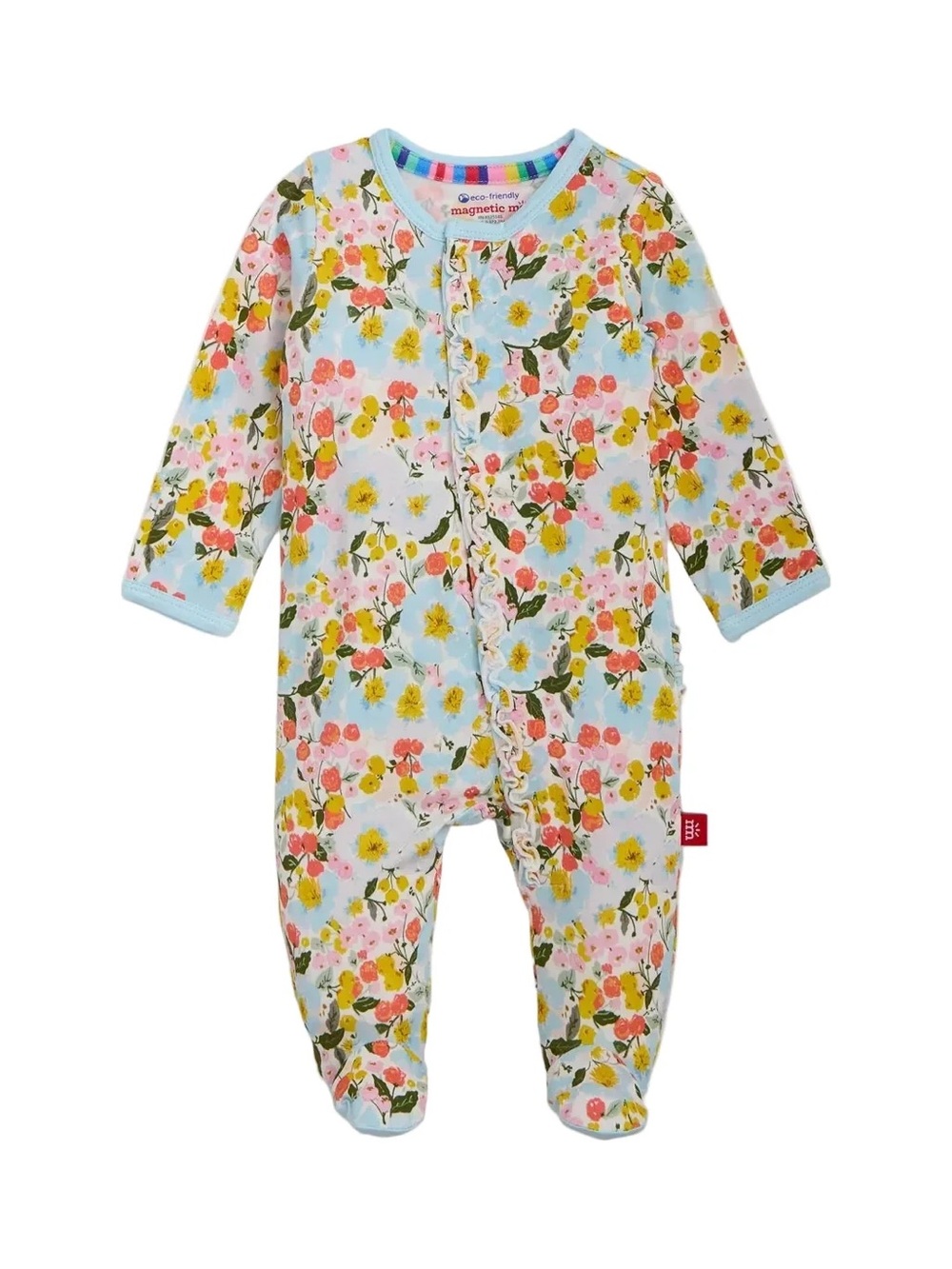 NWT Magnetic Me 0-3M Pastel Blue Floral Footed One-Piece